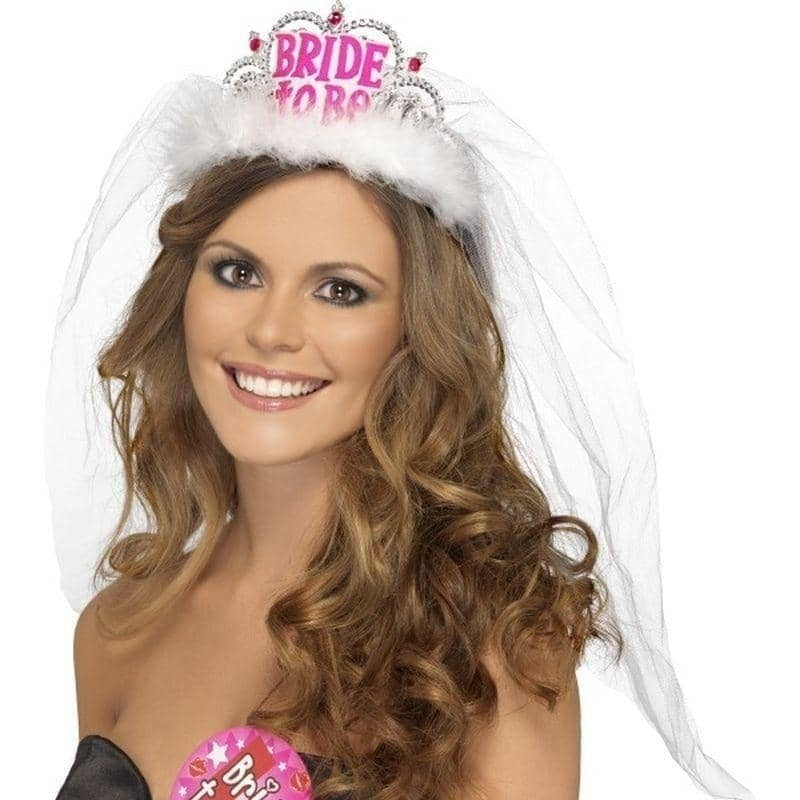 Costumes Australia Bride To Be Tiara With Veil Adult White_1