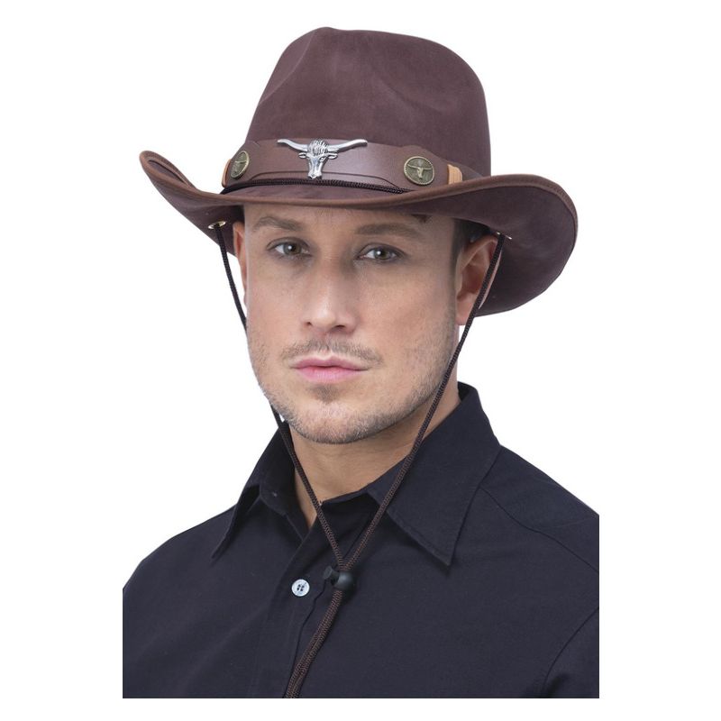 Costumes Australia Brown Mock Leather Western Cowboy Hat Adult_1