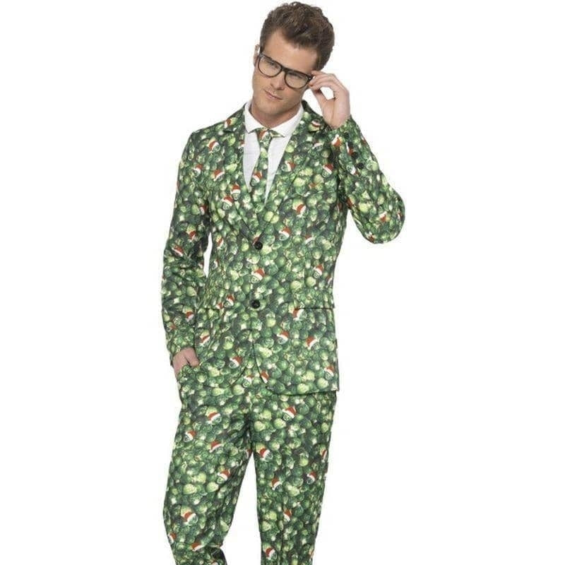 Costumes Australia Brussel Sprout Xmas Suit Adult Green Stand Out_1