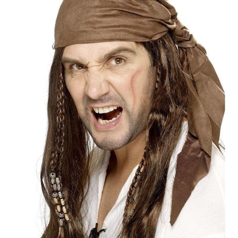 Costumes Australia Buccaneer Pirate Wig Adult Brown_1