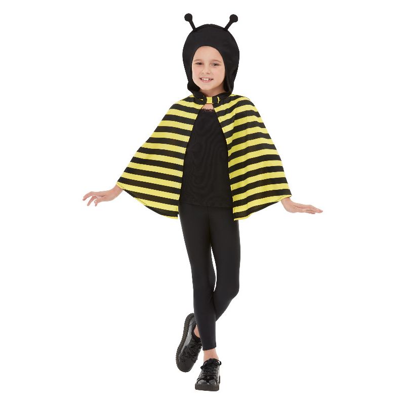 Costumes Australia Bumblebee Hooded Cape Black & Yellow Child_1