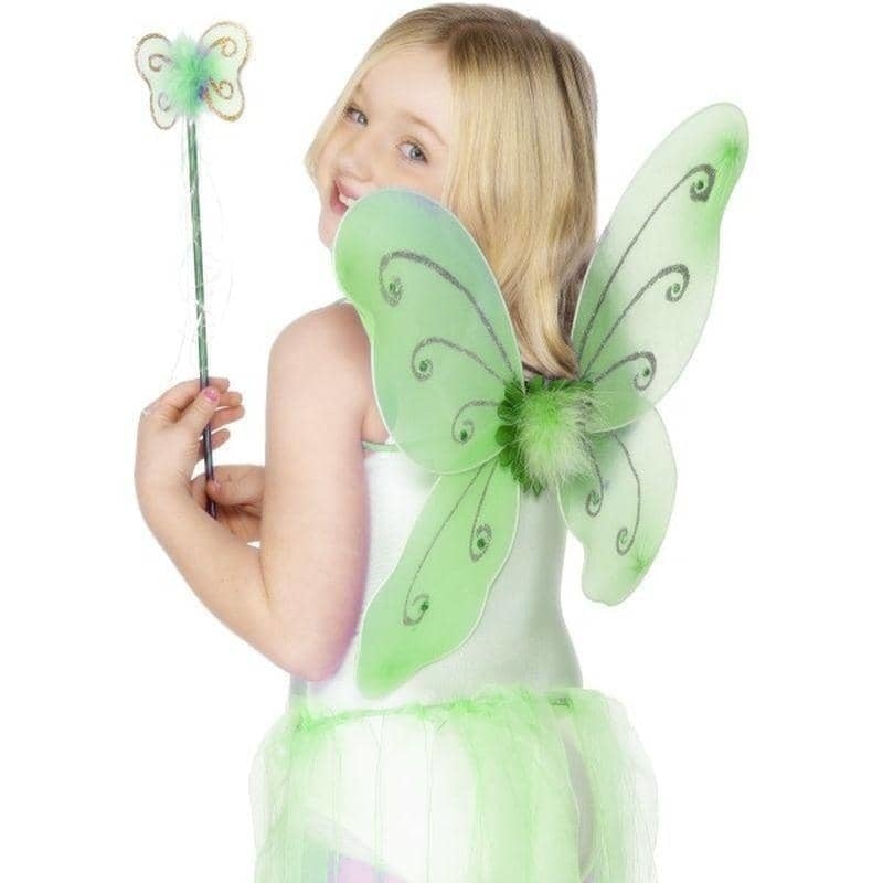 Costumes Australia Butterfly Wings & Wand Kids Green_1