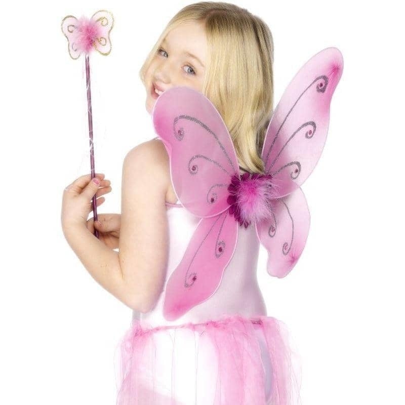 Costumes Australia Butterfly Wings & Wand Kids Pink_1