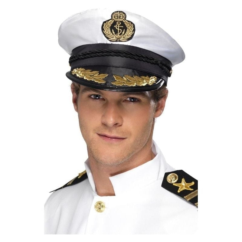 Costumes Australia Size Chart Captain Cap Adult White Gold Trim