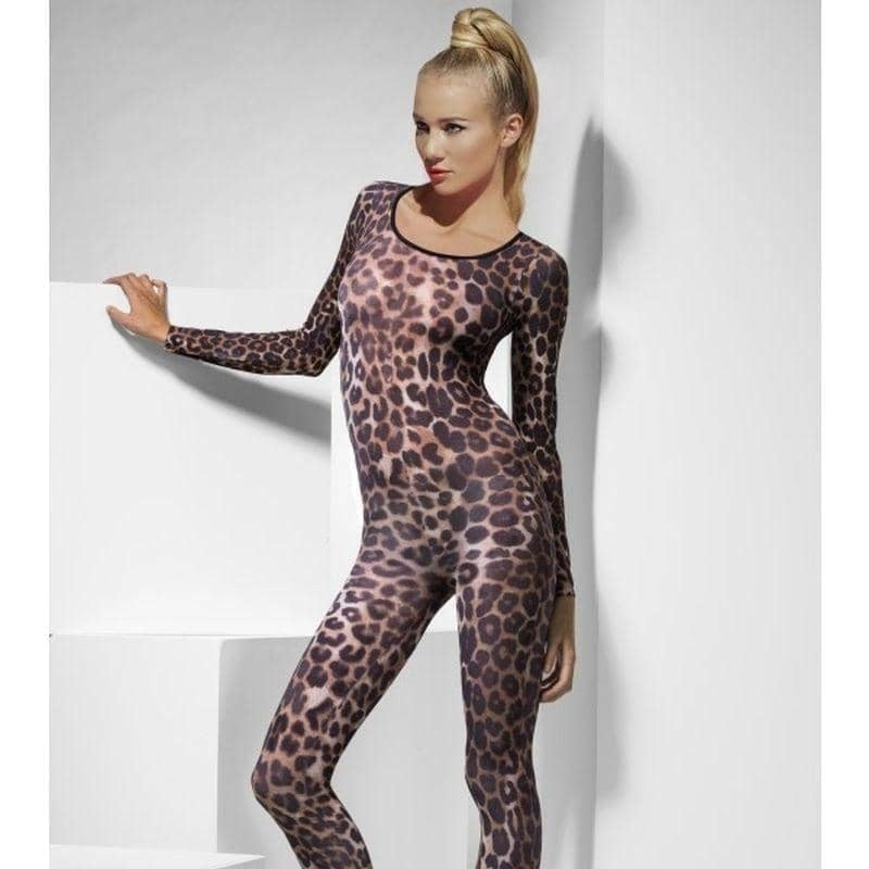 Costumes Australia Cheetah Print Bodysuit Adult Brown_2