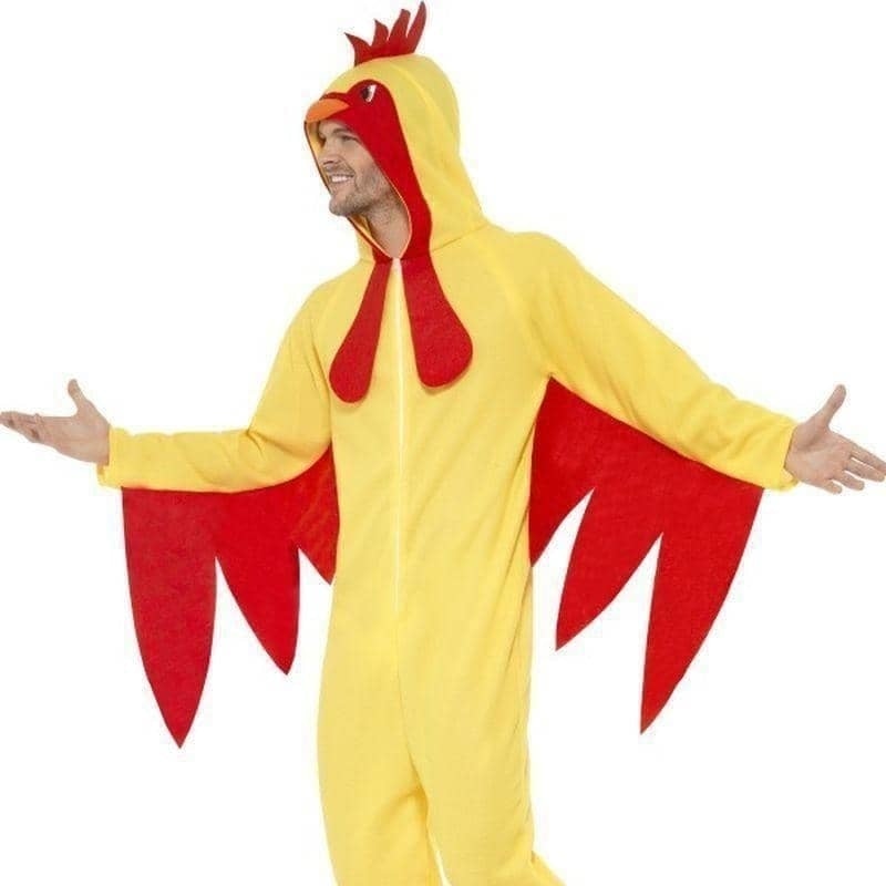 Costumes Australia Chicken Costume Adult Yellow Jumpsuit With Red Attachments_3