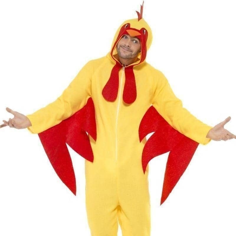 Costumes Australia Chicken Costume Adult Yellow Jumpsuit With Red Attachments_1