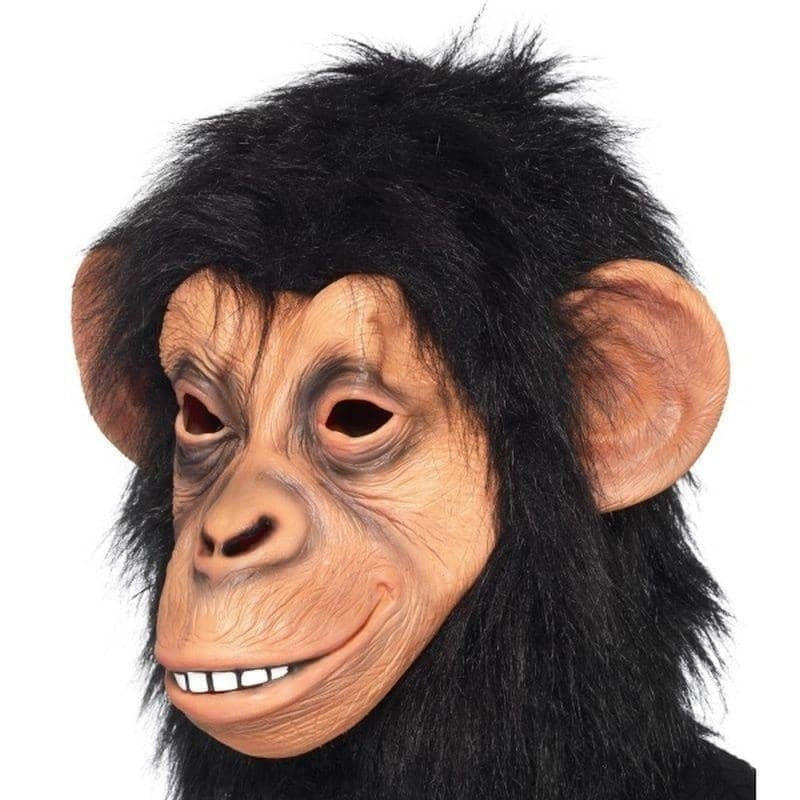 Costumes Australia Chimp Mask Adult Black Latex Full Overhead_1