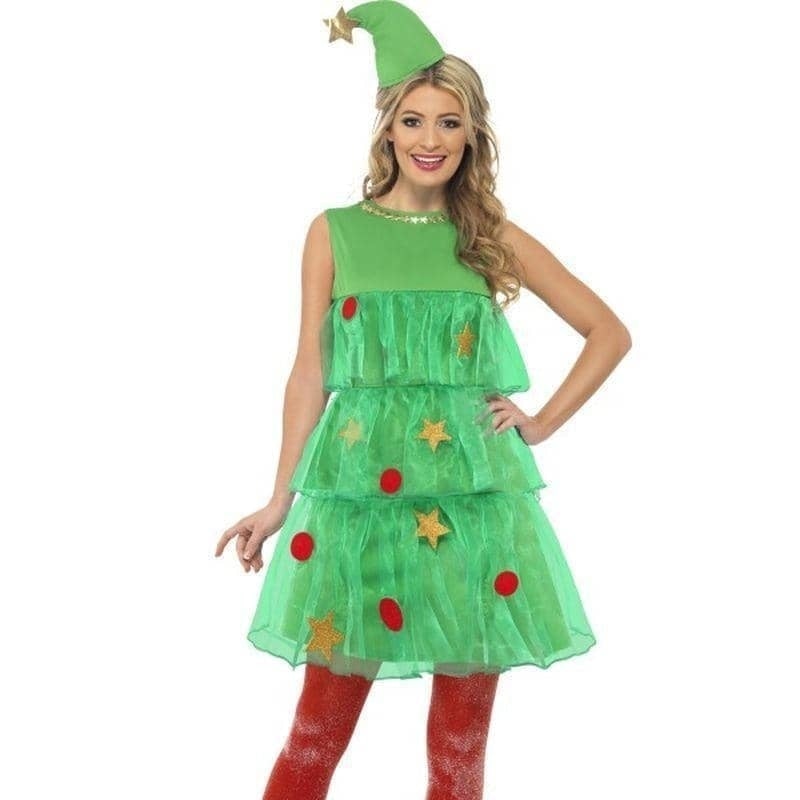 Costumes Australia Christmas Tree Costume Adult Green Red Dress Hat_1