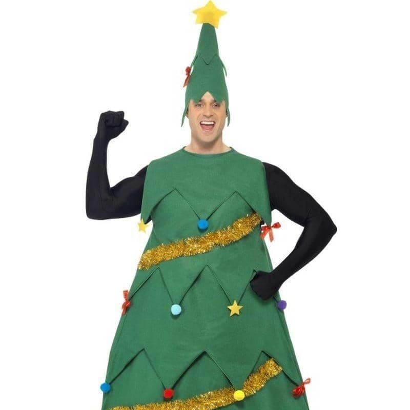 Costumes Australia Christmas Tree Costume Adult Green with Hat_1