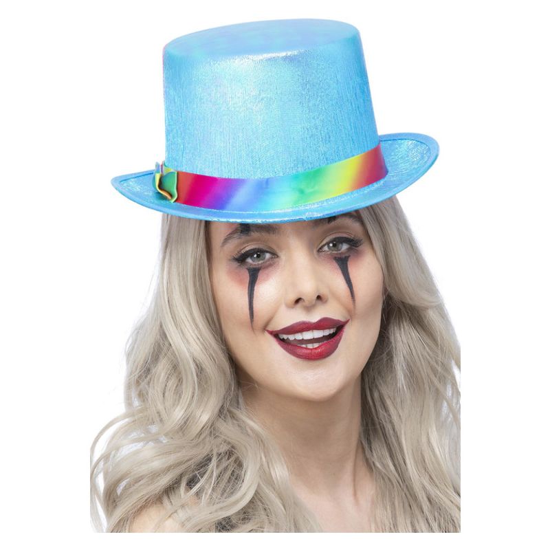 Costumes Australia Clown Top Hat Pearlised Blue Adult Pink_1