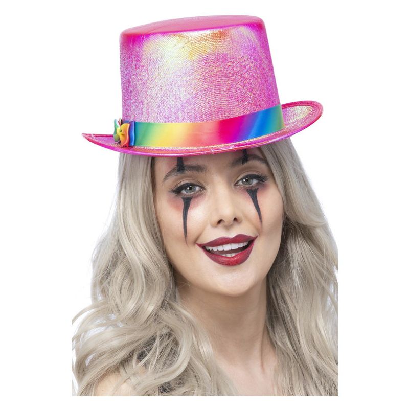 Costumes Australia Clown Top Hat Pearlised Pink Adult Blue_1