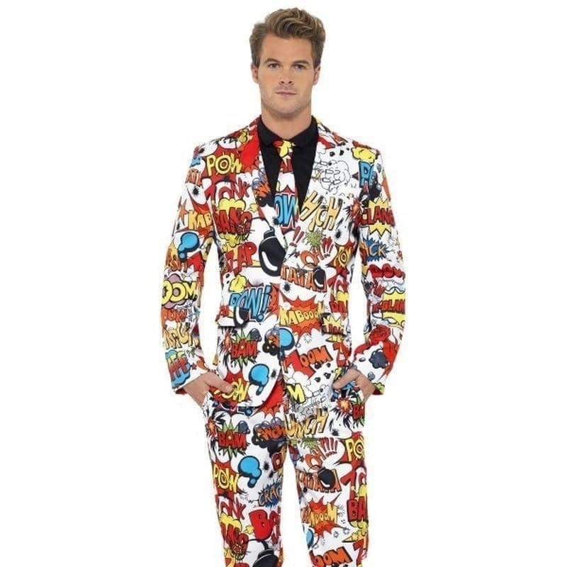 Costumes Australia Comic Strip Mens Suit Stand Out Red White_1