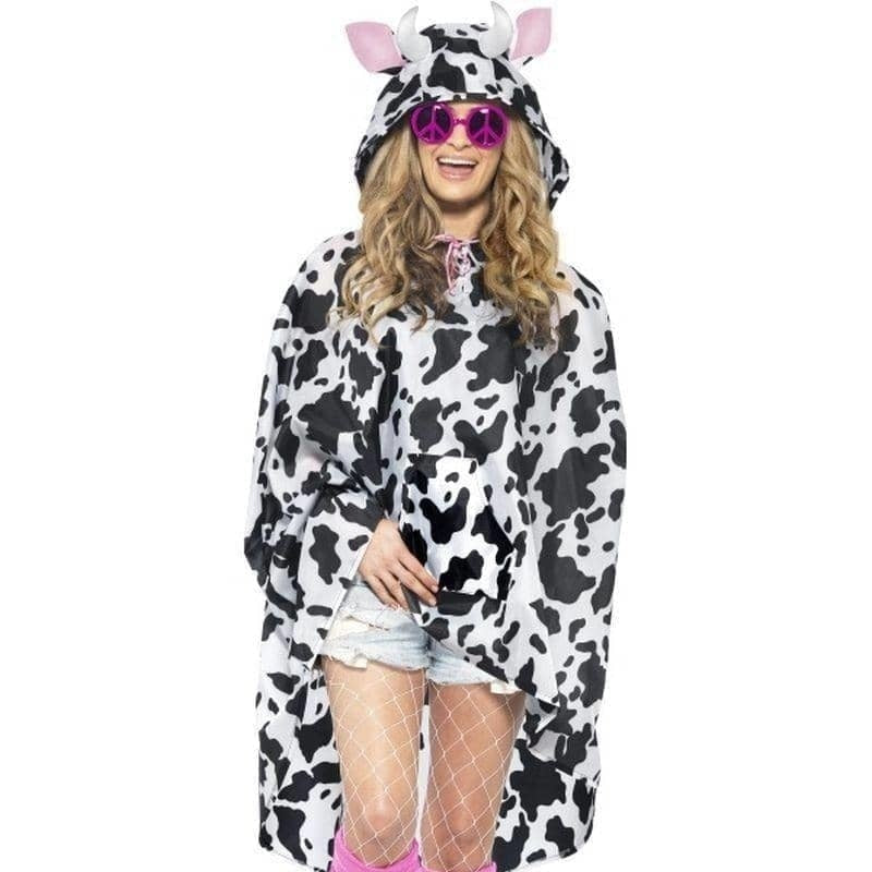 Costumes Australia Cow Party Poncho Adult White Black Drawstring Bag_1