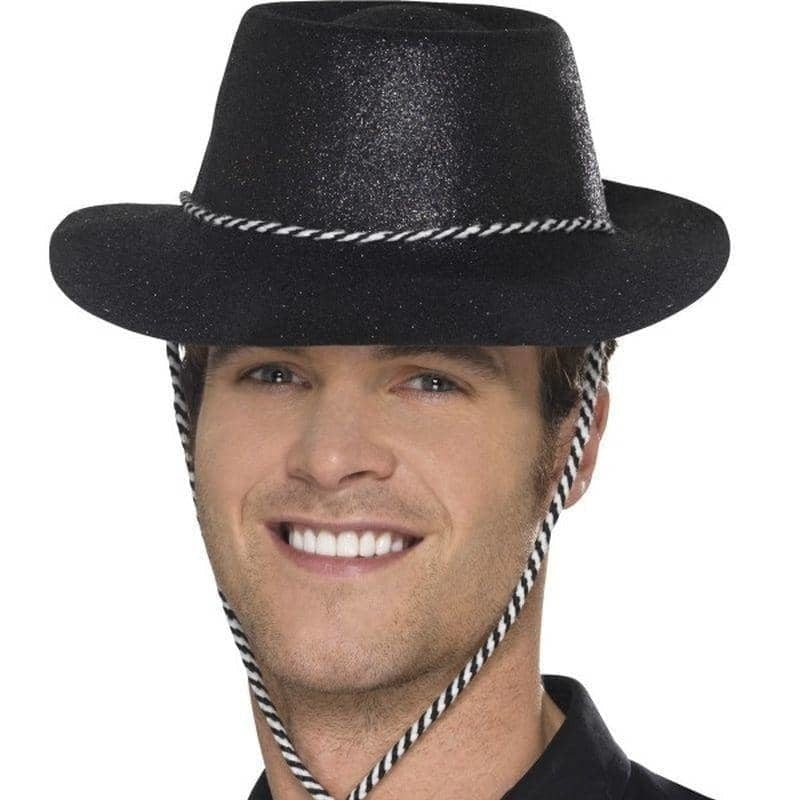 Costumes Australia Cowboy Glitter Black Stetson Adult Hat_1