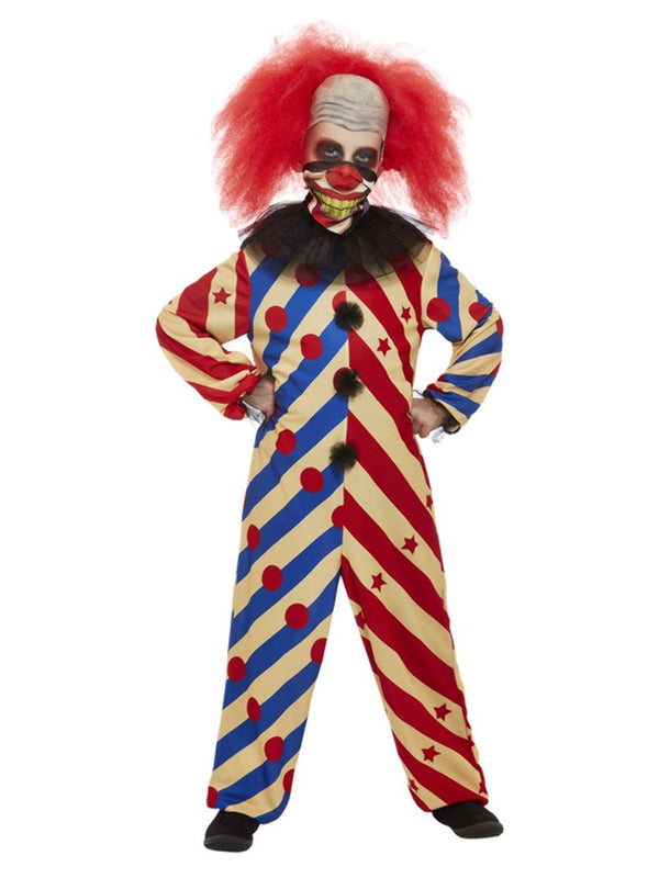 Costumes Australia Creepy Clown Kids Costume Striped Jumpsuit_2