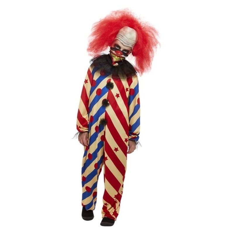 Costumes Australia Creepy Clown Kids Costume Striped Jumpsuit_1