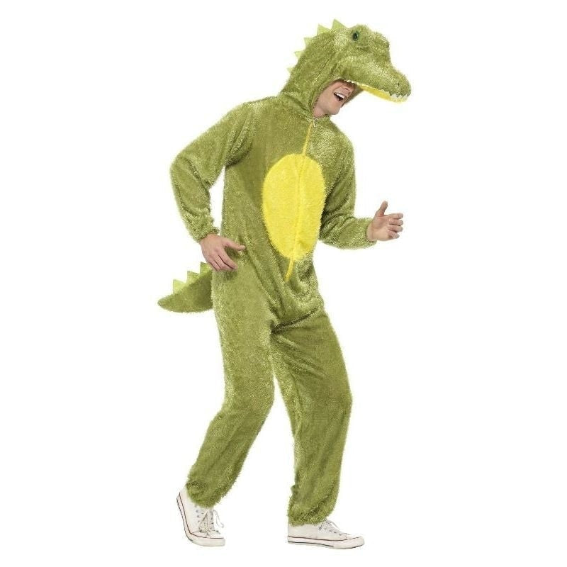 Costumes Australia Crocodile Costume Adult Green Furry Jumpsuit with Hood_2