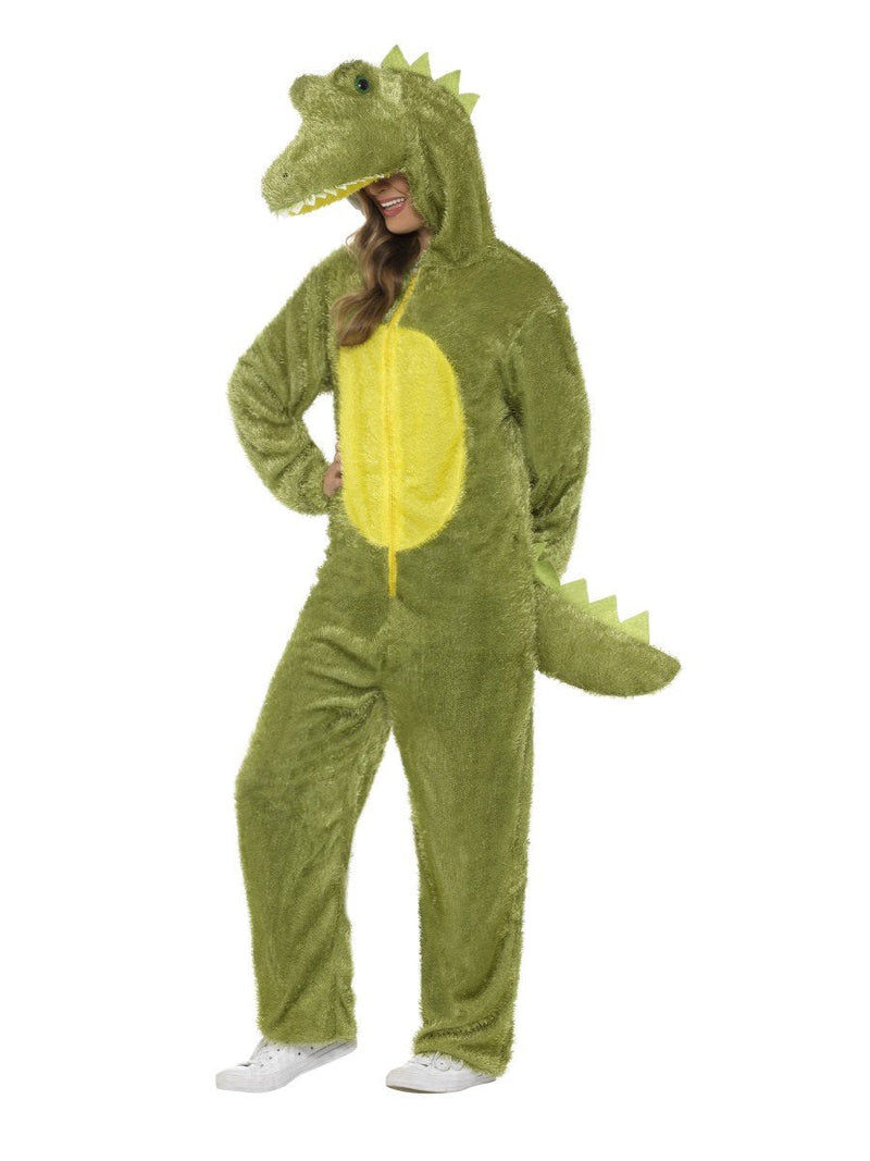 Costumes Australia Crocodile Costume Adult Green Furry Jumpsuit with Hood_7