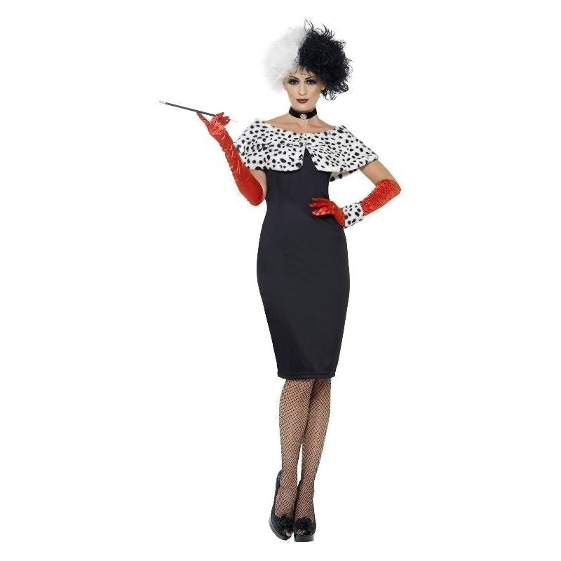 Costumes Australia Cruella Devile Evil Madame Costume Adult Black White Dress_2