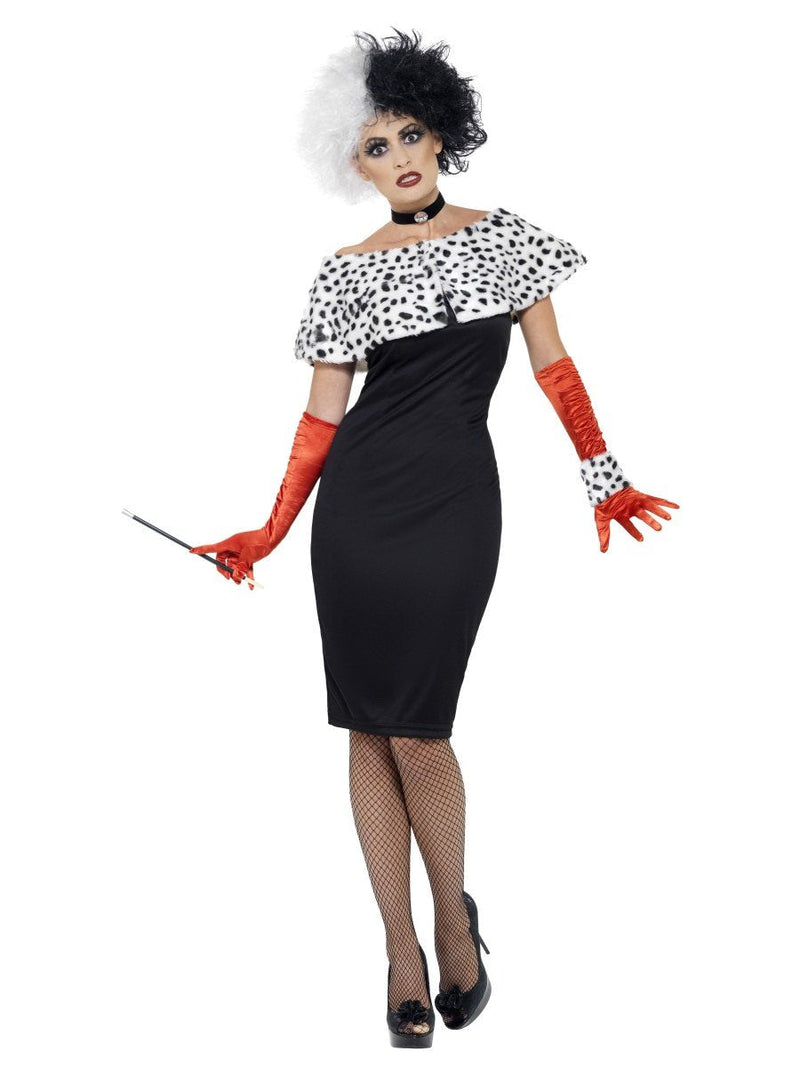 Costumes Australia Cruella Devile Evil Madame Costume Adult Black White Dress_3