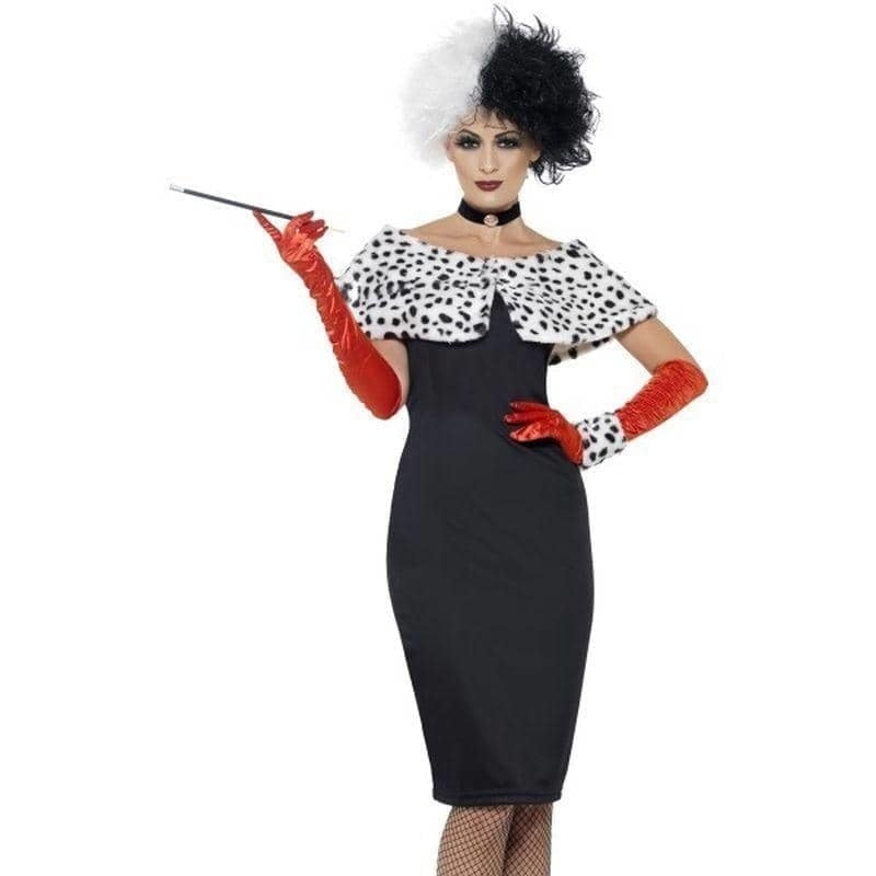 Costumes Australia Cruella Devile Evil Madame Costume Adult Black White Dress_1