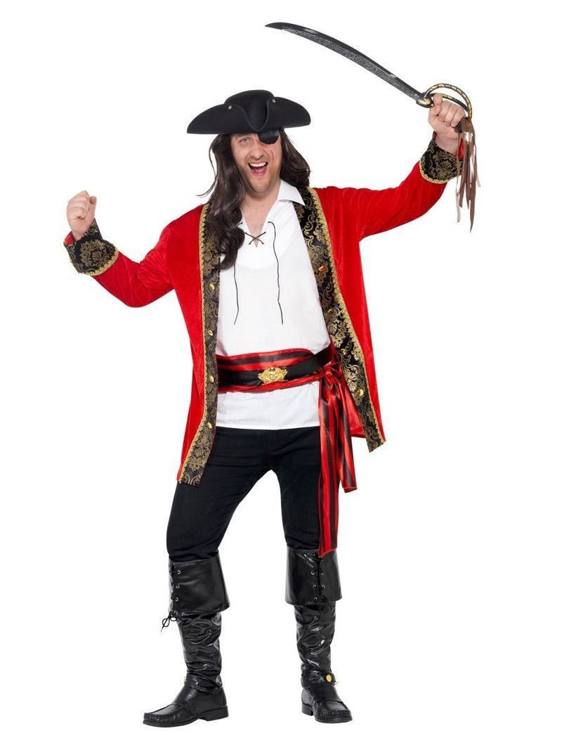 Costumes Australia Curves Pirate Captain Costume Adult Extra Large Red Velour_4