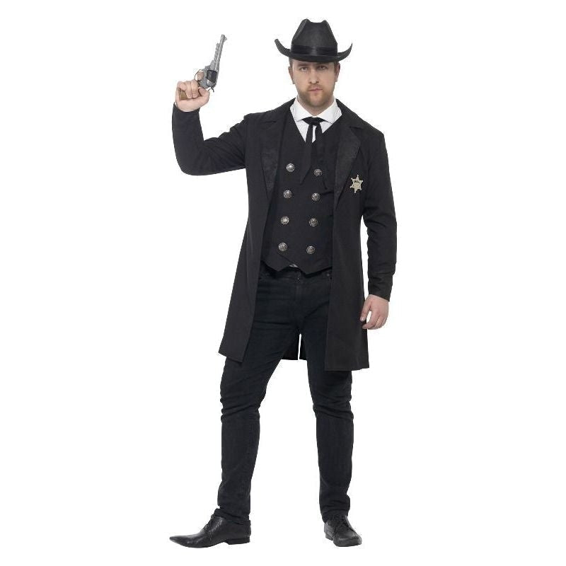 Costumes Australia Curves Sheriff Costume Adult Cowboy Lawman Black_2