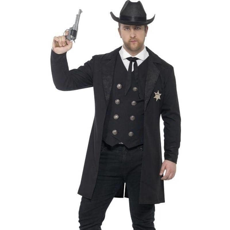 Costumes Australia Curves Sheriff Costume Adult Cowboy Lawman Black_1