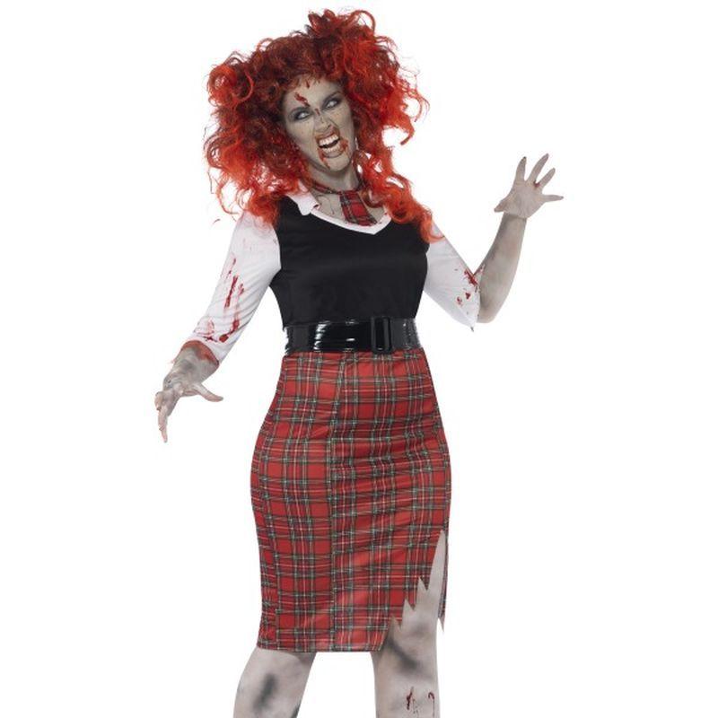 Costumes Australia Curves Zombie School Girl Costume Adult Black Red_1