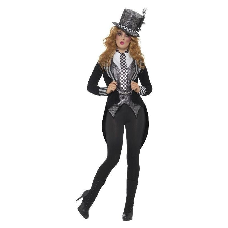 Costumes Australia Dark Miss Hatter Costume Adult Black Deluxe Jacket Waistcoat Hat Bowtie_2