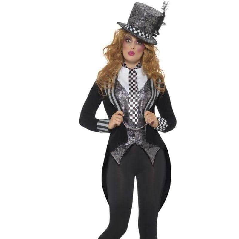 Costumes Australia Dark Miss Hatter Costume Adult Black Deluxe Jacket Waistcoat Hat Bowtie_1