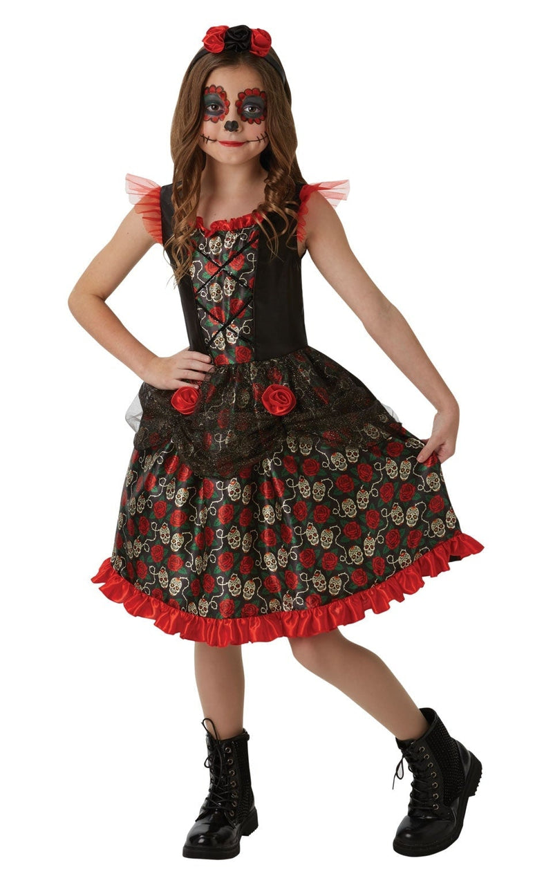 Costumes Australia Day Of The Dead Girls Costume Red Rose Dress_4