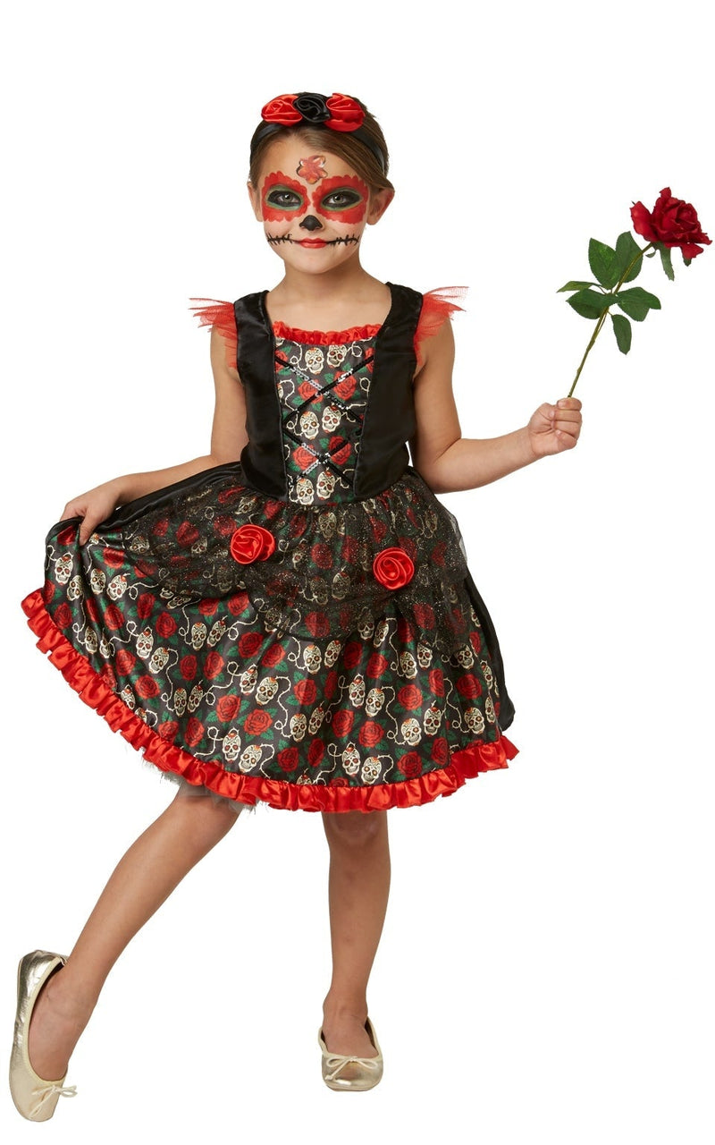 Costumes Australia Day Of The Dead Girls Costume Red Rose Dress_1