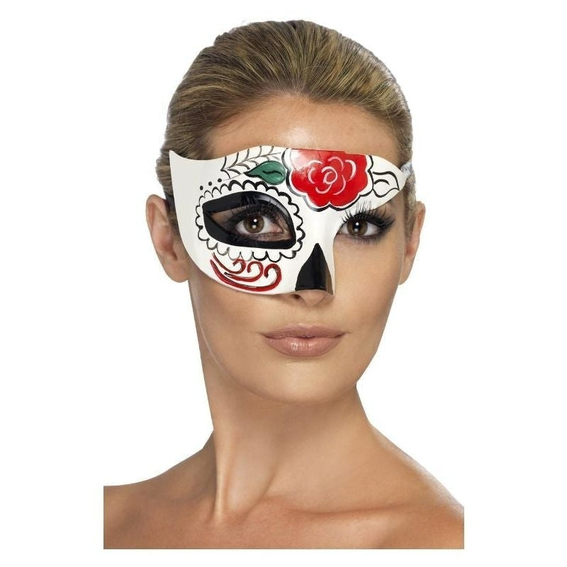 Costumes Australia Size Chart Day Of The Dead Half Eye Mask Adult White