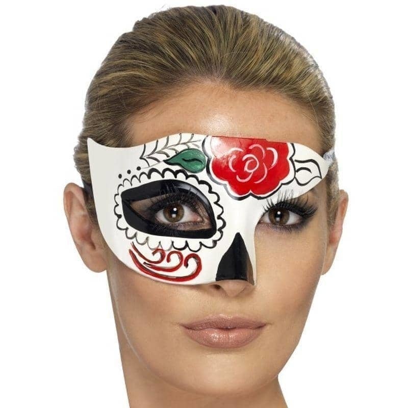 Costumes Australia Day Of The Dead Half Eye Mask Adult White_1