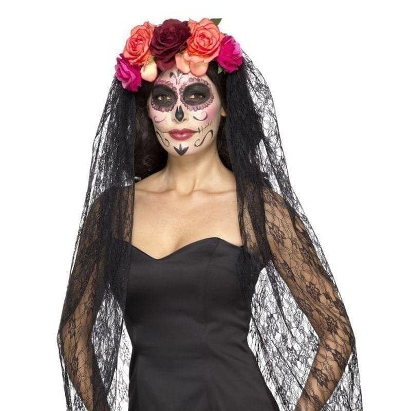 Costumes Australia Day Of The Dead Headband Deluxe Adult Red Black_1