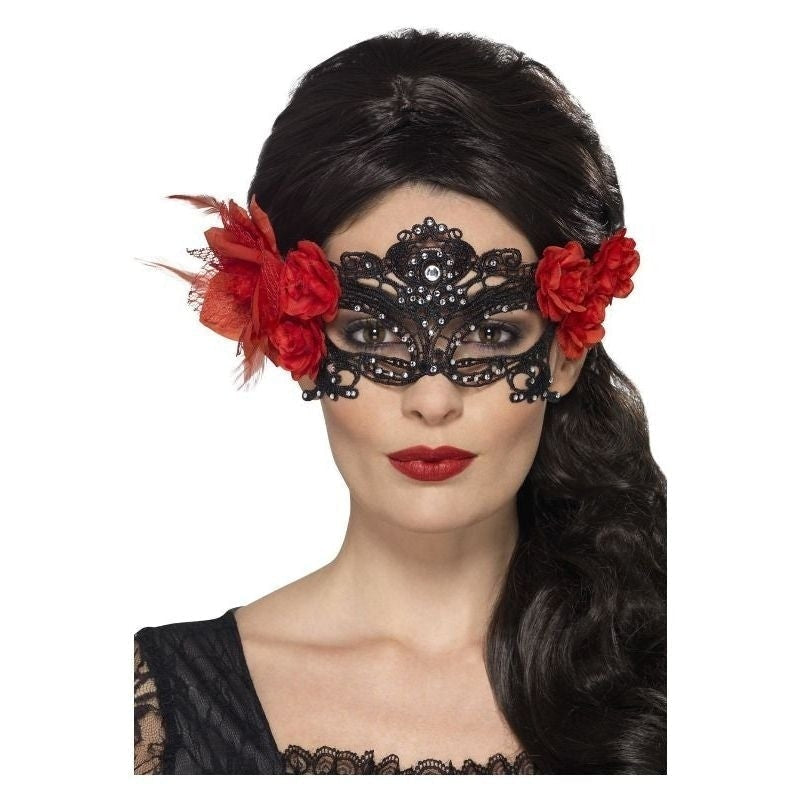 Costumes Australia Size Chart Day Of The Dead Lace Filigree Eyemask Adult Black