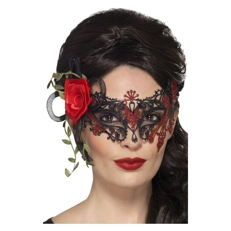 Costumes Australia Day Of The Dead Metal Filigree Eyemask Adult Black_1