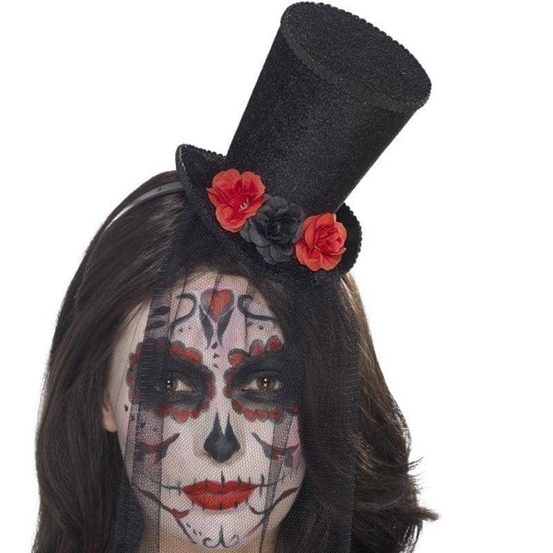 Costumes Australia Day Of The Dead Mini Top Hat Adult Black_1