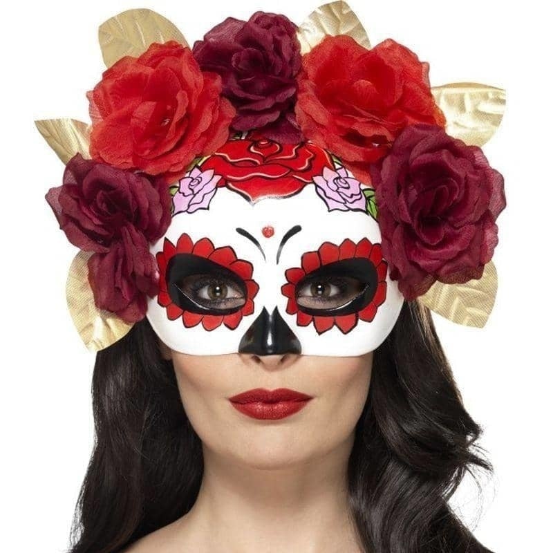 Costumes Australia Day Of The Dead Rose Eyemask Adult Red_1