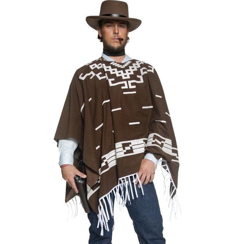 Costumes Australia Deluxe Authentic Western Wandering Gunman Costume Adult Brown Poncho_2