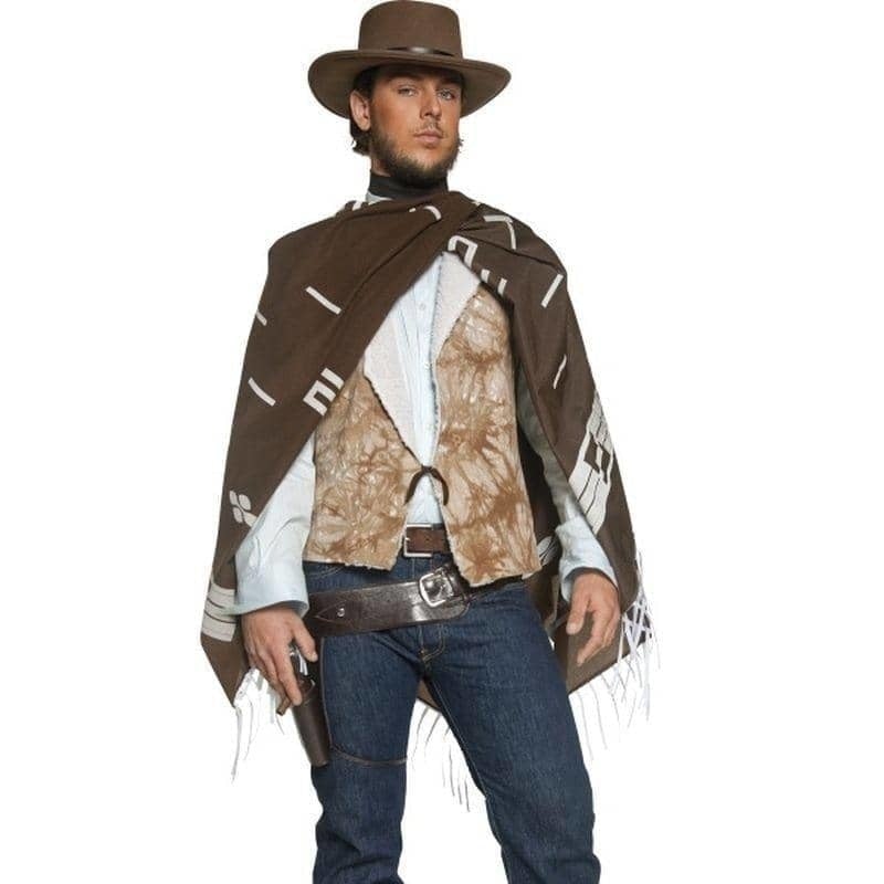 Costumes Australia Deluxe Authentic Western Wandering Gunman Costume Adult Brown Poncho_1