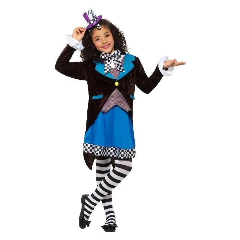 Costumes Australia Deluxe Little Miss Hatter Costume Dress Attached Waistcoat Cravat Top Hat_2