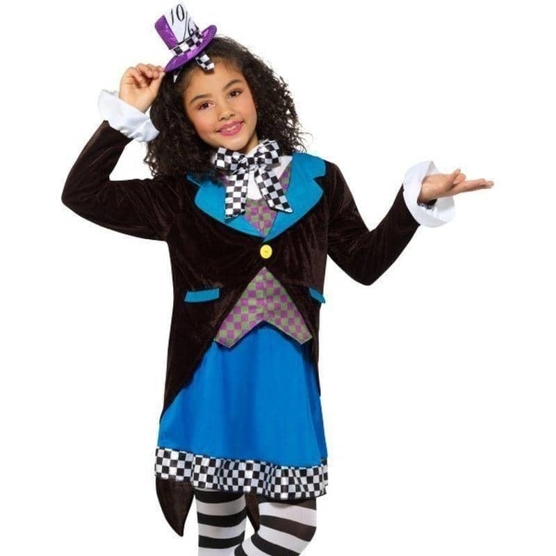 Costumes Australia Deluxe Little Miss Hatter Costume Dress Attached Waistcoat Cravat Top Hat_1