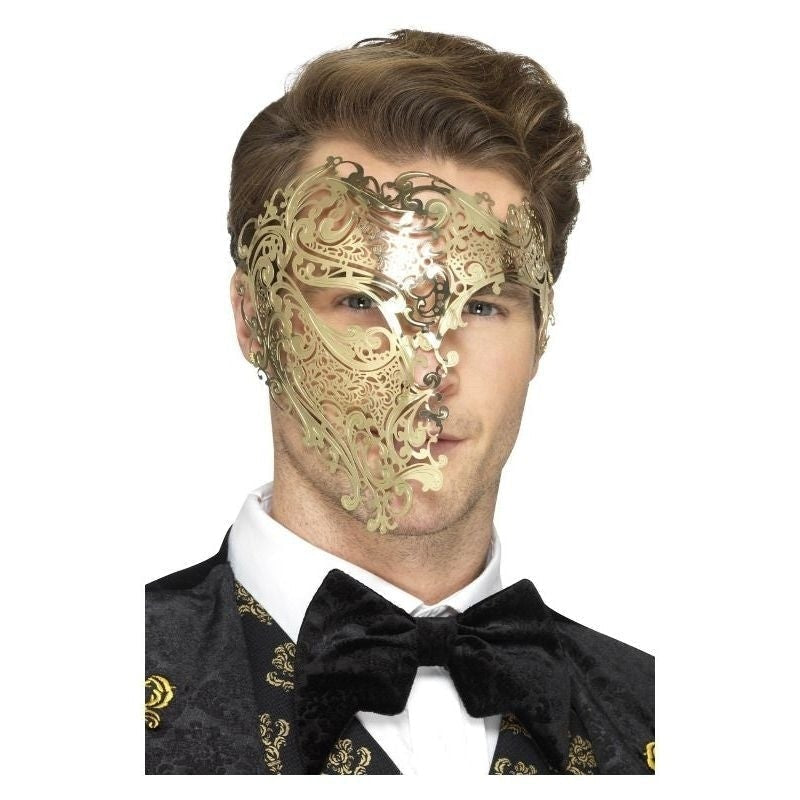 Costumes Australia Size Chart Deluxe Metal Filigree Phantom Mask Adult Gold