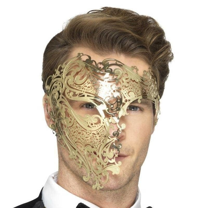 Costumes Australia Deluxe Metal Filigree Phantom Mask Adult Gold_1