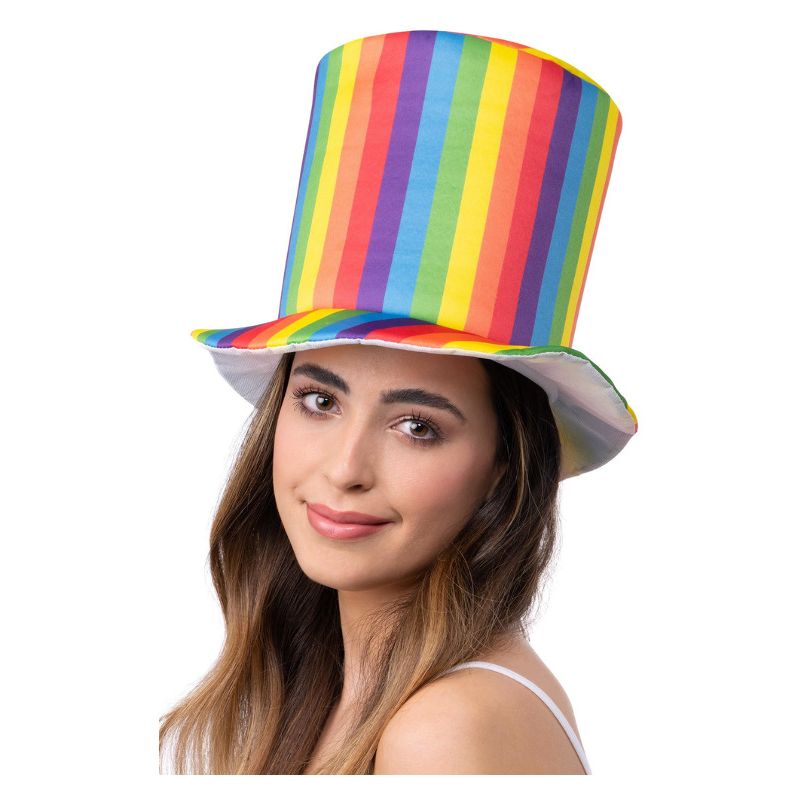 Costumes Australia Deluxe Pride Rainbow Stripe Top Hat Adult_1