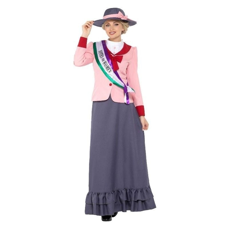 Costumes Australia Deluxe Victorian Suffragette Costume Adult Grey Pink_2