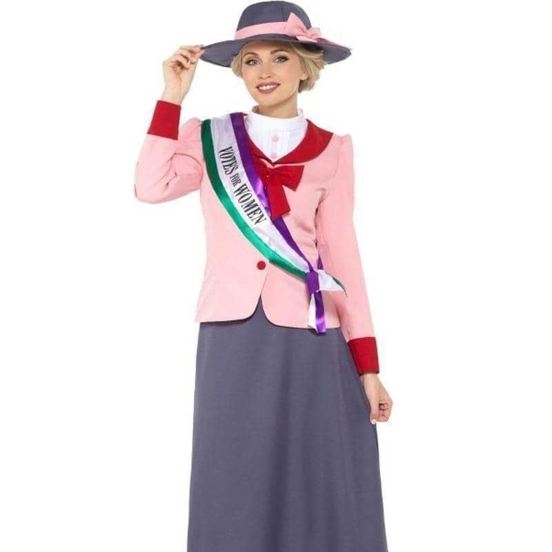 Costumes Australia Deluxe Victorian Suffragette Costume Adult Grey Pink_1